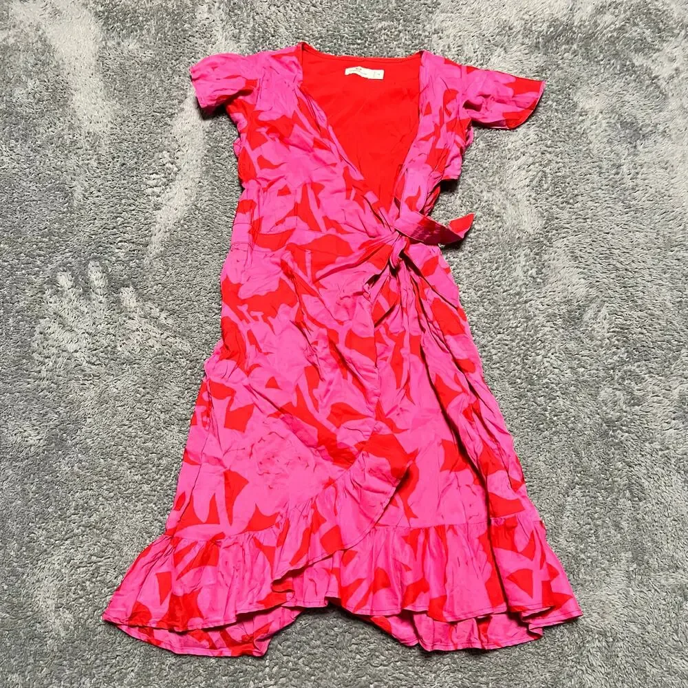 Vineyard Vines Dress Kids Youth 14 Floral Wrap Tropical Pink